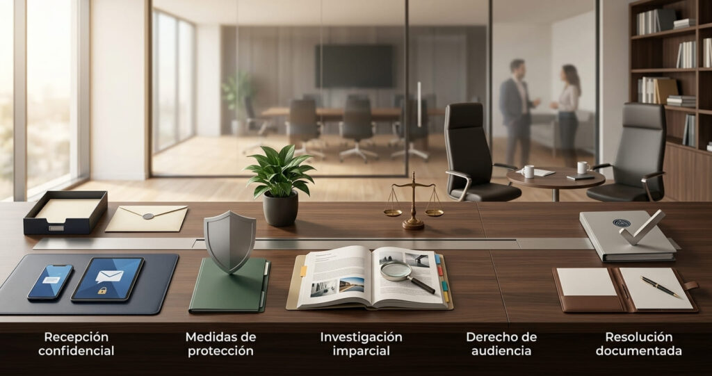 Etapas de denuncia e investigación en protocolo de acoso laboral